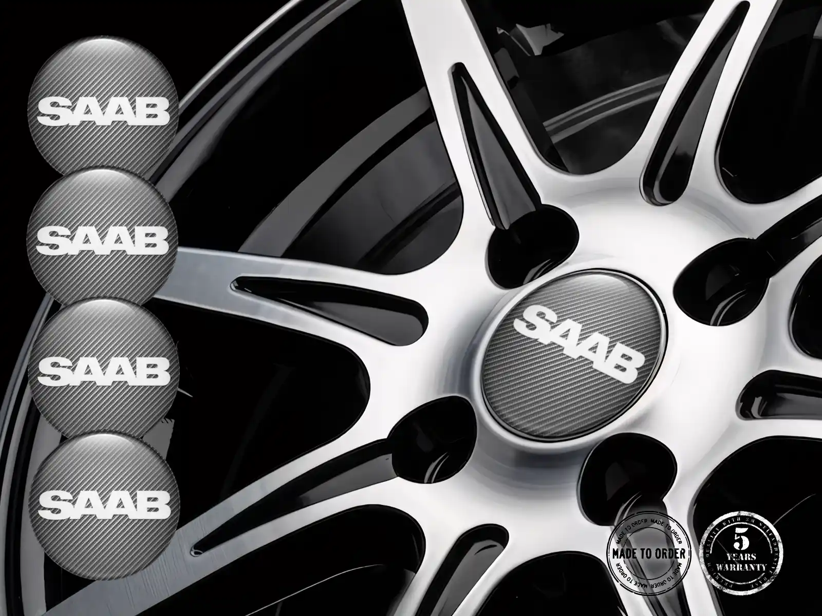 Saab Wheel Decals Style Custom Domed Badges